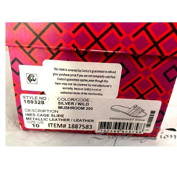 NEW Tory Burch Women's Ines Cage Metallic Leather Slide - Picture 9 of 9